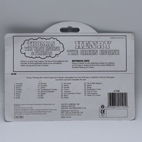 Henry 3 Green Engine Diecast ERTL Thomas the Tank Engine & Friends Train 1993 - Picture 13 of 14